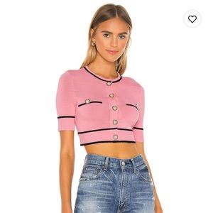 Pearl Short Sleeve Cardigan in Pink & Black Lovers And Friends